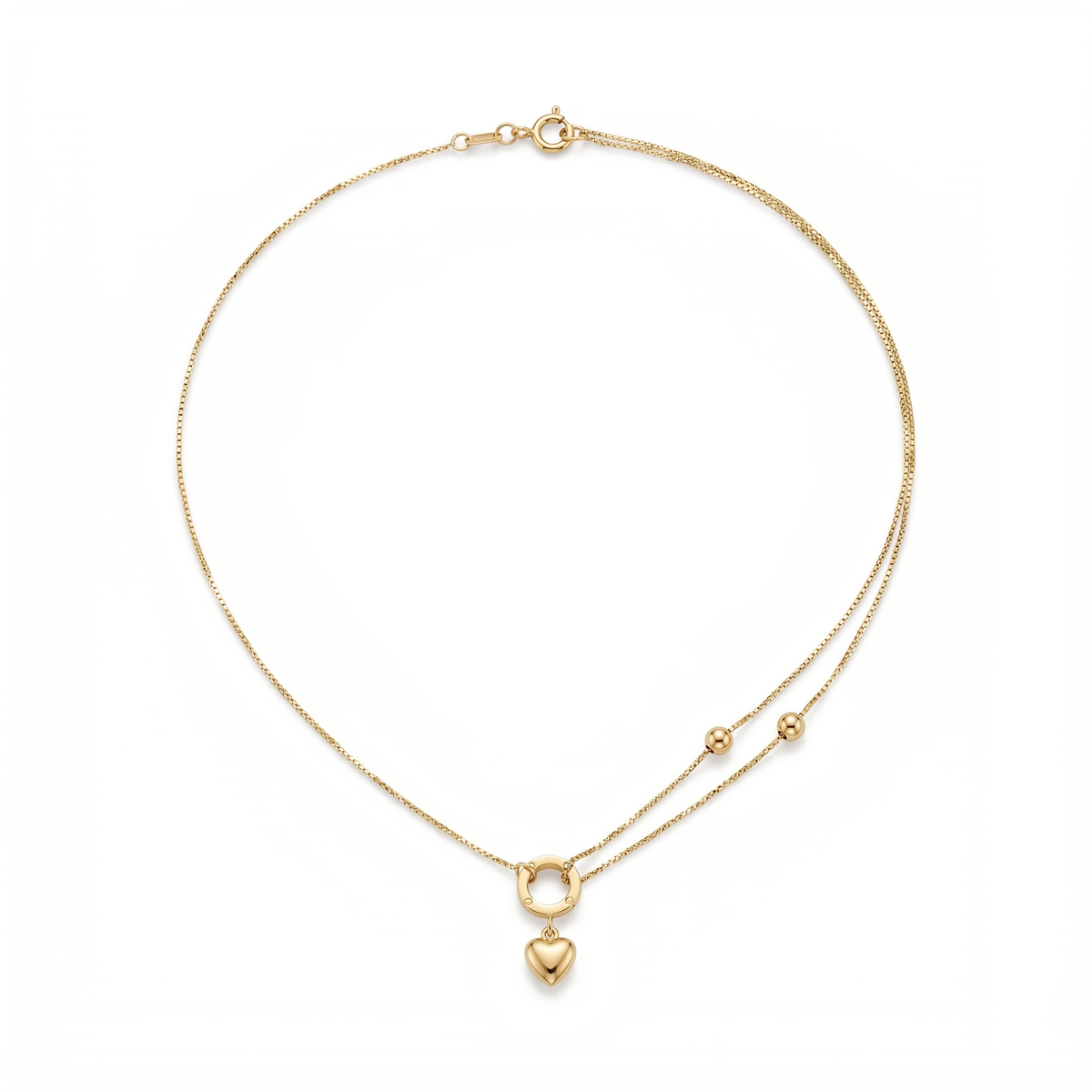 18K Solid Gold Small Heart Pendant Necklace - Image 1