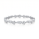 7.5 Carat Multi-Shape Bezel Tennis Bracelet, 14K White Gold, Lab Diamond - Image 1
