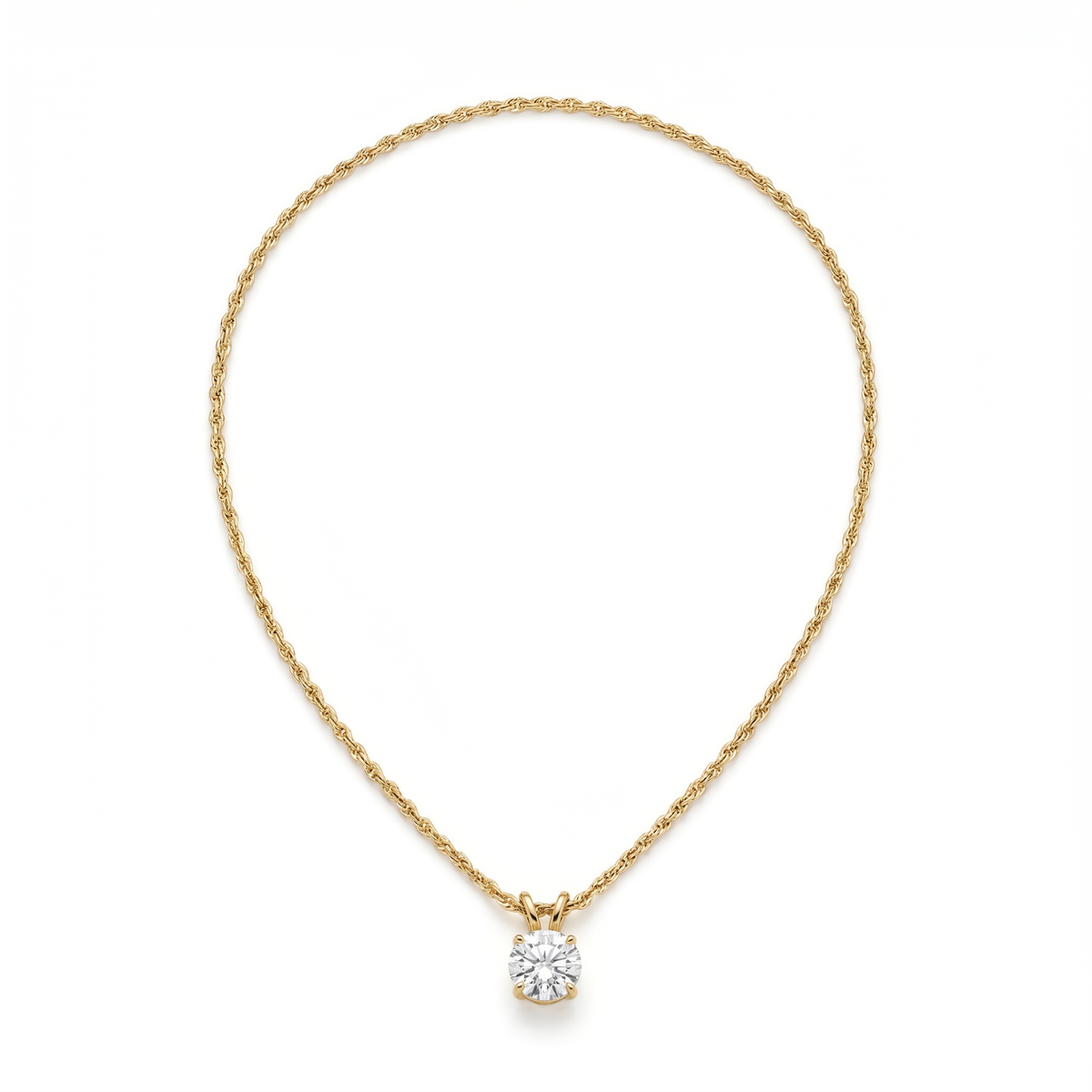18K Gold Cubic Zirconia Pendant Necklace - Image 1