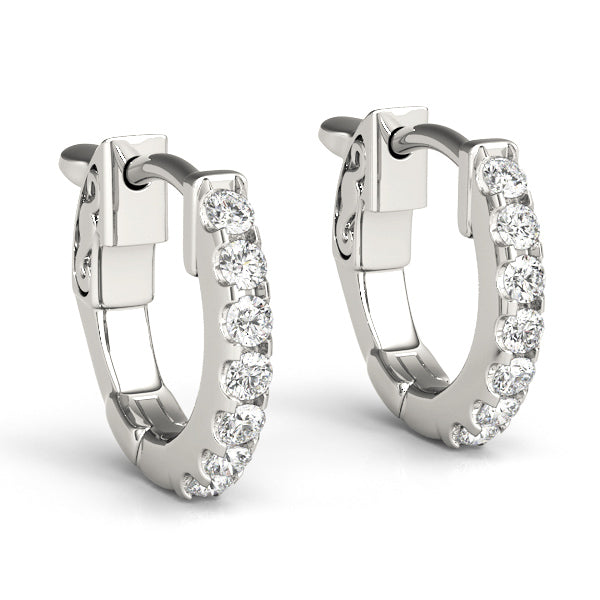 Diamond Row Hoop Earrings