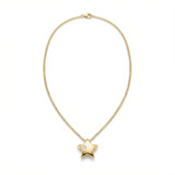 18k Solid Gold Star Pendant & Double Link Chain Necklace - Image 1