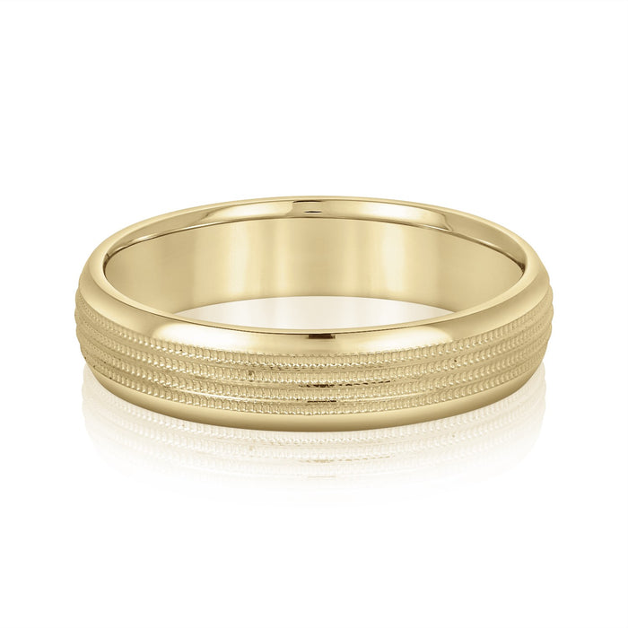 Triple Milgrain Men's Band 6mm