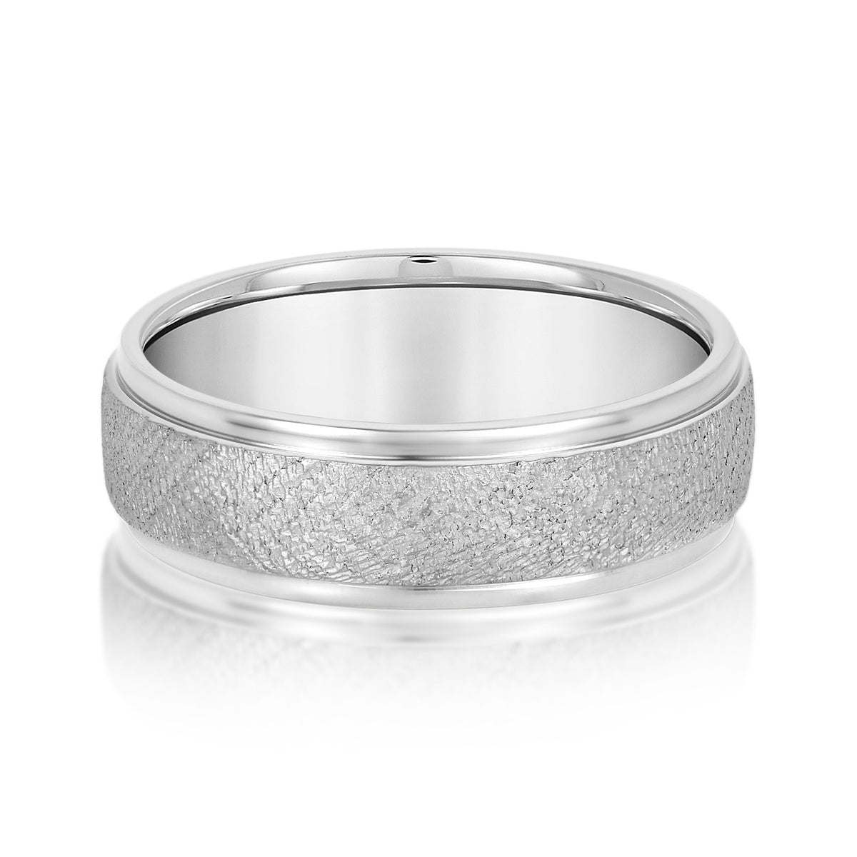 Satin-Finish Men's Wedding Band with Center Groove 5mm - Image 2