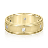 Satin-Finish Men's Band with Bezel-Set Accents - Image 1