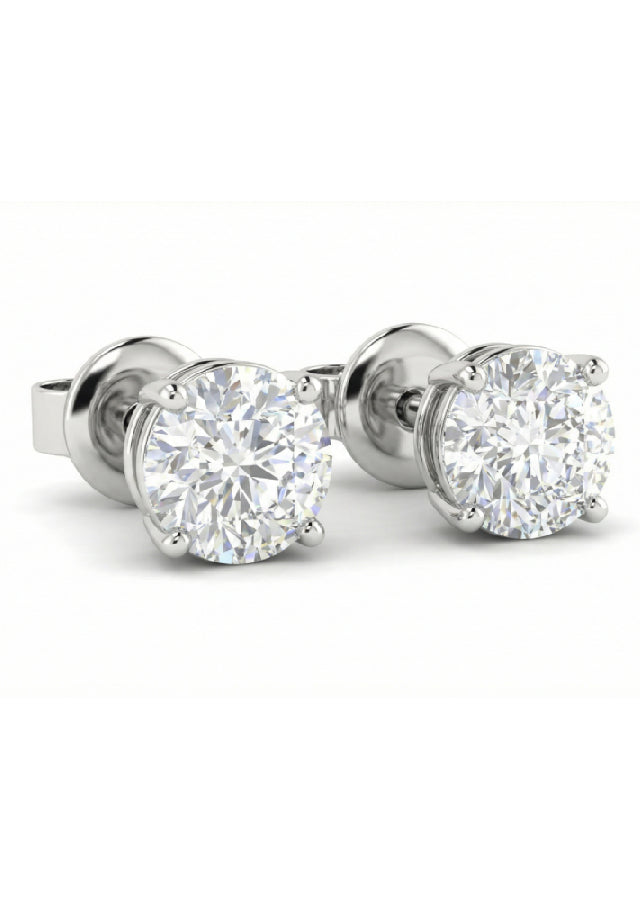 Solitaire Diamond Stud Earrings 1 carat - Image 1