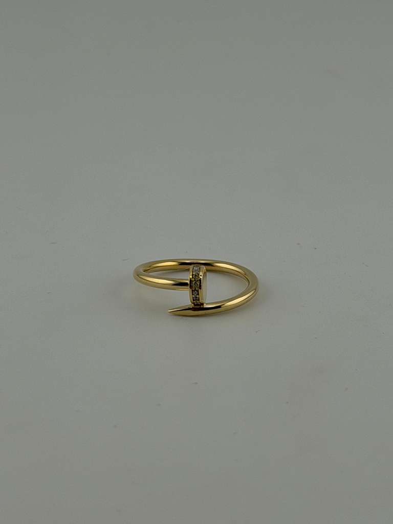 Nail ring, 18k Gold, semi solid with premium zircon stones - Image 3