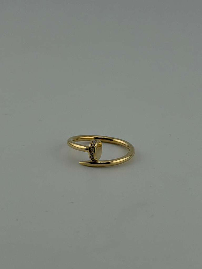 Nail ring, 18k Gold, semi solid with premium zircon stones