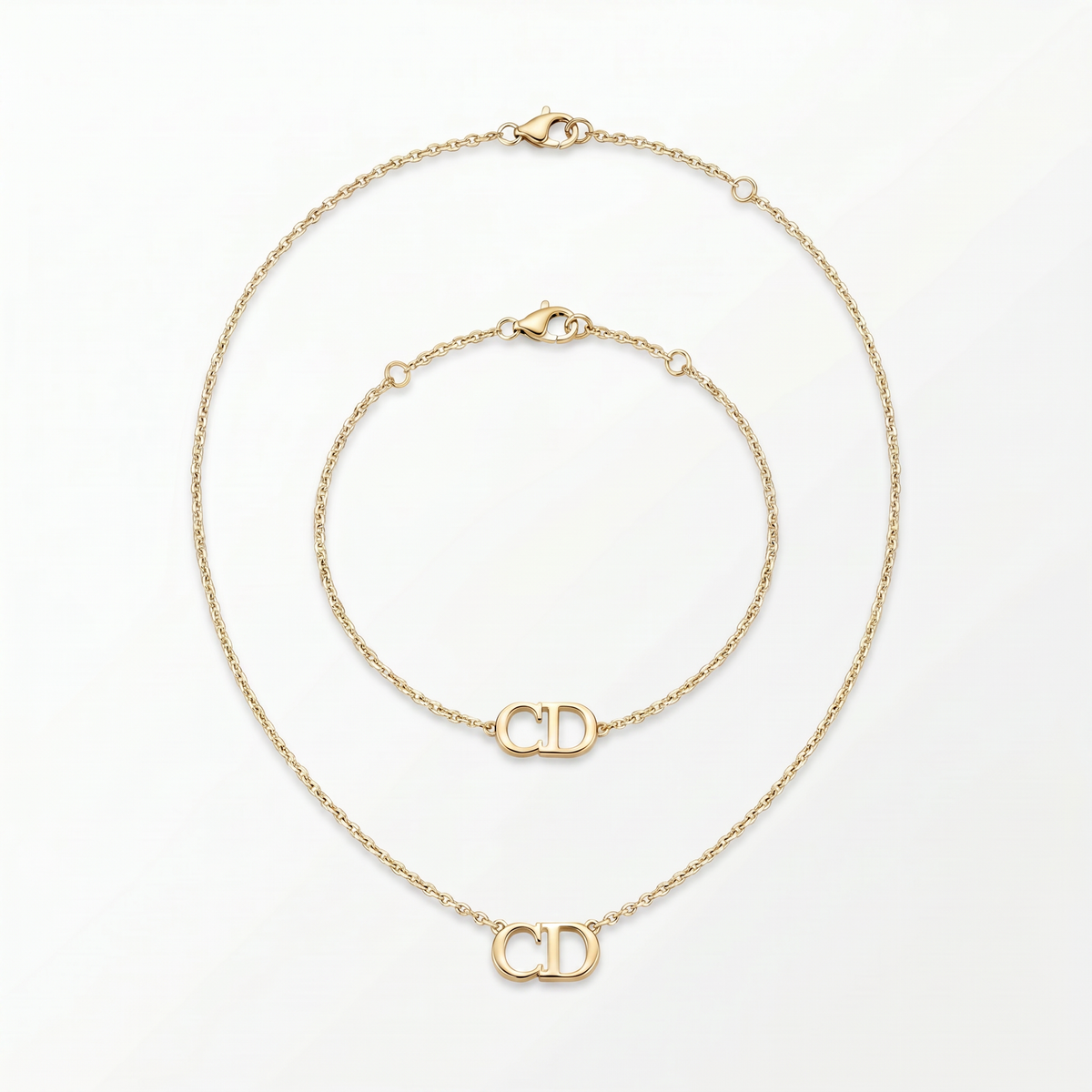 18K Solid Gold Initial Jewelry Set - Image 1