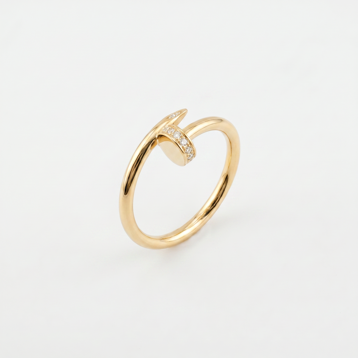 Nail ring, 18k Gold, semi solid with premium zircon stones - Image 1