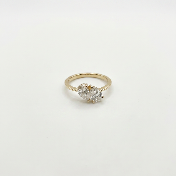 14K Yellow Gold Pear Shape Two-Stone Diamond Ring