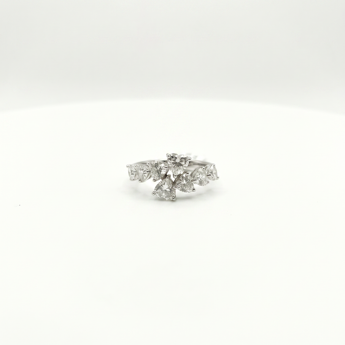 14K White Gold Graduated Heart Shape Diamond Ring