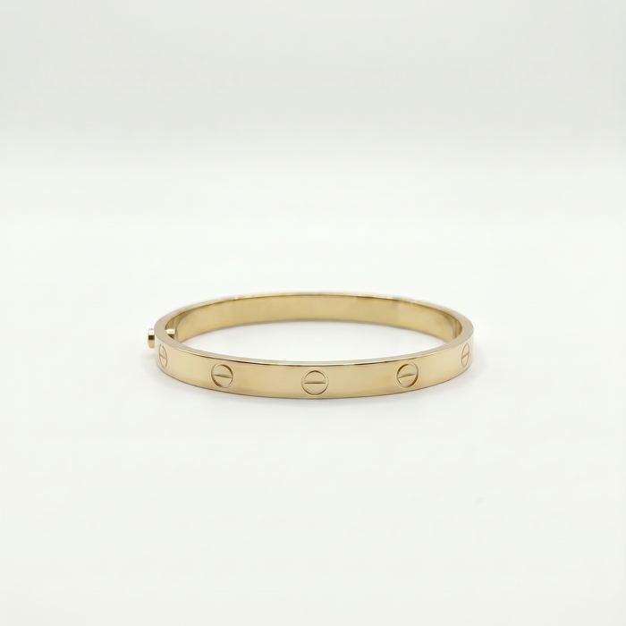 Bangle that opens with a screw, 18k gold, semisolid, regular width