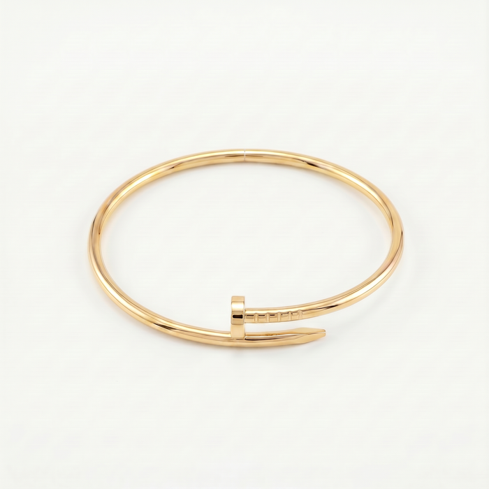 Thin twist nail bracelet, 18k gold, hollow
